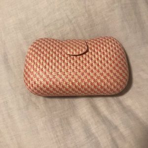 Banana Republic Woven clutch, pink/cream